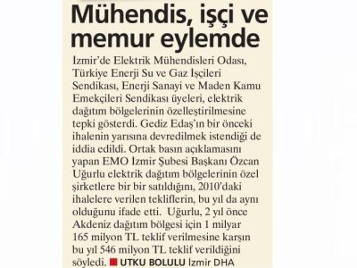 MÜHENDİS, İŞÇİ VE MEMUR EYLEMDE - 06.12.2012 - MİLLİYET EGE