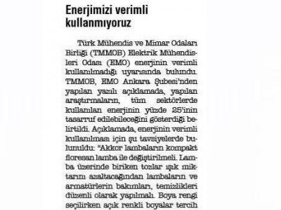 ENERJİMİZİ VERİMLİ KULLANMIYORUZ (KONYA YENİGÜN, 17.01.2013)