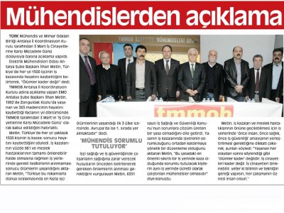 MÜHENDİSLERDEN AÇIKLAMA(AKŞAM ANTALYA AKDENİZ- 05.03.2013)