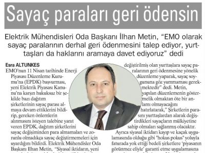SAYAÇ PARALARI GERİ ÖDENSİN (AKDENİZ MANŞET-15.05.2013)