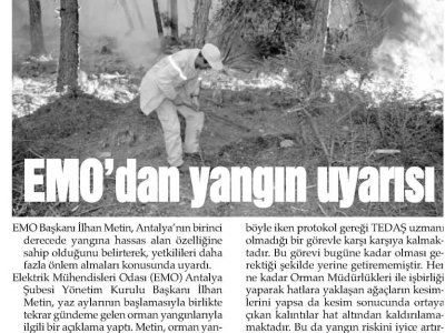 EMO`DAN YANGIN UYARISI  (HİLAL-10.06.2013)