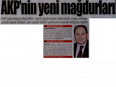 AKP ‘NİN YENİ MAĞDURLARI ! (YURT GAZETESİ AKDENİZ -17.06.2013)
