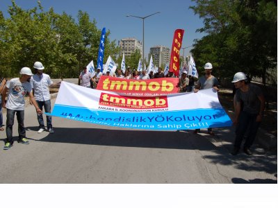 TEKNİK ÖĞRETMENLERE MÜHENDİSLİK UNVANI VERİLMESİNE YÖKÜN ÖNÜNDE PROTESTO