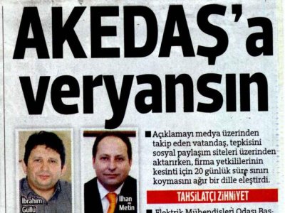 AKEDAŞ‘A VERYANSIN (HÜRRİYET AKDENİZ-17.07.2013)