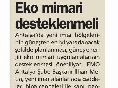 EKO MİMARİ DESTEKLENMELİ (ANTALYA GÜNDEM-18.11.2013)