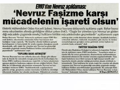 EMO`DAN NEVRUZ AÇIKLAMASI-ÇAĞDAŞ KOCAELİ