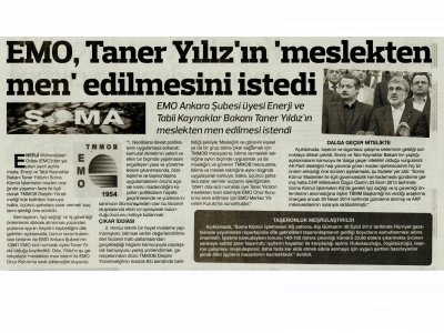 EMO, TANER YILDIZ`IN `MESLEKTEN MEN` EDİLMESİNİ İSTEDİ (HEDEF HALK GAZETESİ, 19.05.2014)