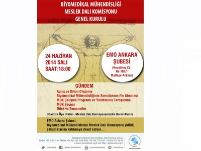 BİYOMEDİKAL MÜHENDİSLİĞİ MESLEK DALI KOMİSYONU GENEL KURULU DÜZENLENİYOR