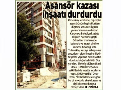 ASANSÖR KAZASI İNŞAATI DURDURDU - 18.10.2014 - POSTA EGE