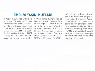 EMO, 60 YAŞINI KUTLADI (ENERJİ PANORAMA, 01.01.2015)