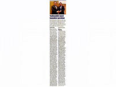 YEİLENEBİLİR ENERJİ KAYNAKLARI GEREKİYOR -23.01.2015 -EGEDE BUGÜN