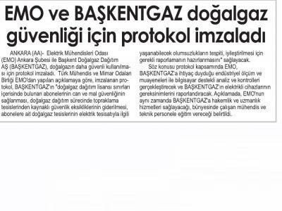 EMO VE BAŞKENTGAZ DOĞALGAZ GÜVENLİĞİ İÇİN PROTOKOL İMZALADI (24 SAAT, 18.2.2015)