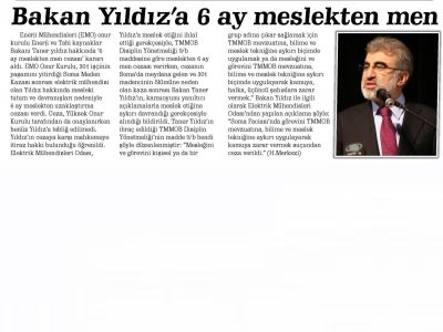 BAKAN YILDIZ`A ``6 AY MESLEKTEN MEN`` CEZASI (KAYSERİ STARI, 3.3.2015)