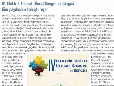 IV. ELEKTRİK TESİSAT ULUSAL KONGRE VE SERGİSİ TÜM PAYDAŞLARI BULUŞTURUYOR (3E ELECTROTECH)