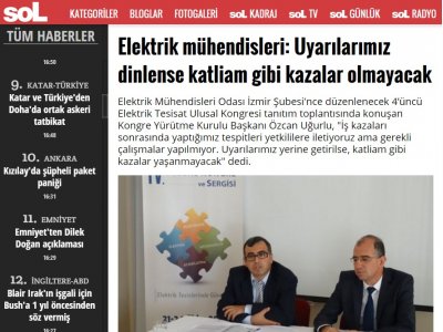ELEKTRİK MÜHENDİSLERİ: UYARILARIMIZ DİNLENSE KATLİAM GİBİ KAZALAR OLMAYACAK (SOL.ORG.TR)