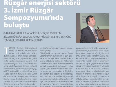 RÜZGÂR ENERJİSİ SEKTÖRÜ 3.İZMİR RÜZGAR SEMPOZYUMU`NDA (YENİ ENERJİ)