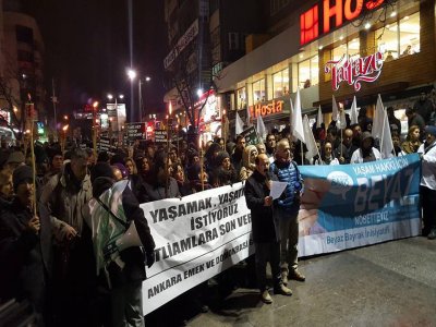 ANKARA EMEK VE DEMOKRASİ GÜÇLERİNDEN MEŞALELİ YÜRÜYÜŞ