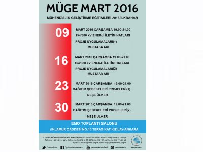 MÜHENDİSLİK GELİŞTİRME EĞİTİMLERİ (MÜGE) 2016 MART DÖNEMİ BAŞLADI