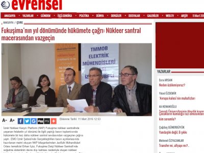 FUKUŞİMA’NIN YIL DÖNÜMÜNDE HÜKÜMETE ÇAĞRI: NÜKLEER SANTRAL MACERASINDAN VAZGEÇİN (EVRENSEL.NET)