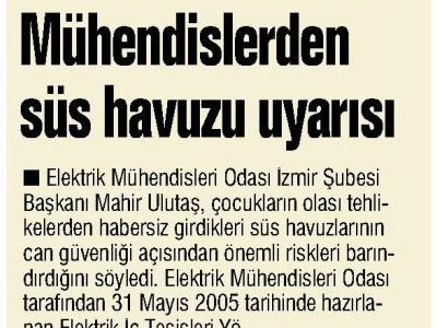 MÜHENDİSLERDEN SÜS HAVUZU UYARISI (YENİ ASIR)