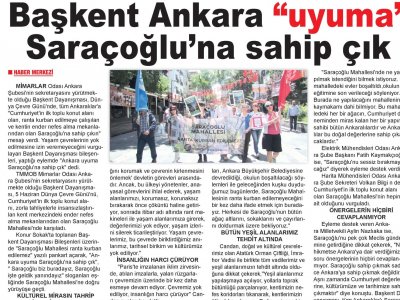 ANKARA `UYUMA` SARAÇOĞLU`NA SAHİP ÇIK (ZAFER GAZETESİ, 07.06.2016)