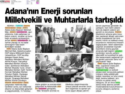 ADANANIN ENERJİ SORUNU MİLLETVEKİLİ VE MUHTARLARLA TARTIŞILDI