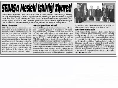 SAKARYA HALK:	SEDAŞ A MESLEKİ İŞNBİRLİĞİ ZİZYARETİ