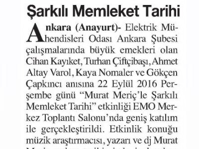 ŞARKILI MEMLEKET TARİHİ (ANAYURT, 27.09.2016)