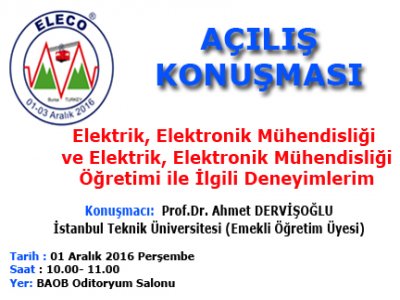 ELECO 2016 KONFERANSI AÇILIŞ KONUŞMASI