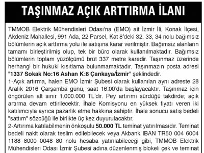 TAŞINMAZ AÇIK ARTTIRMA İLANI