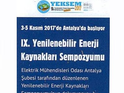 IX. YENİLENEBİLİR ENERJİ KAYNAKLARI SEMPOZYUMU (KAYNAK-01.04.2017)