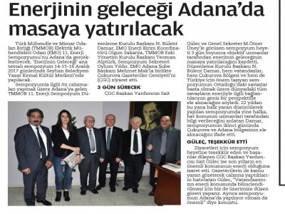 ADANA`DA ENERJİ SEMPOZYUMU DÜZENLENECEK