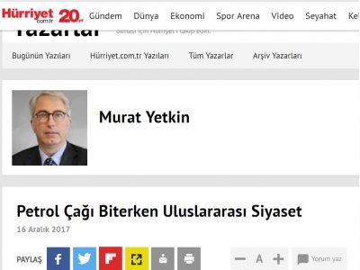 PETROL ÇAĞI BİTERKEN ULUSLARARASI SİYASET (HÜRRİYET)