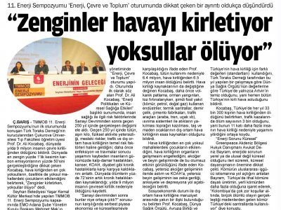 ZENGİNLER HAVAYI KİRLETİYOR, YOKSULLAR ÖLÜYOR (ÇUKUROVA BARIŞ)