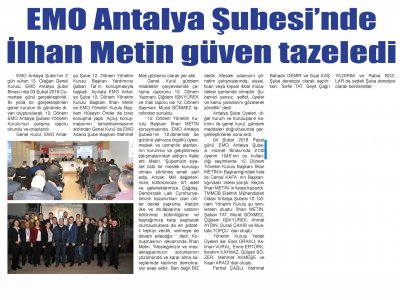 EMO ANTALYA ŞUBESİNDE İLHAN METİN GÜVEN TAZELEDİ (BURDUR-09.02.2018)