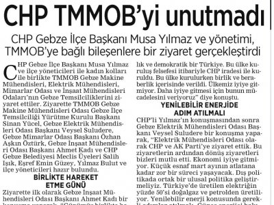 DEMOKRAT KOCAELİ: CHP TMMOB‘Yİ UNUTMADI
