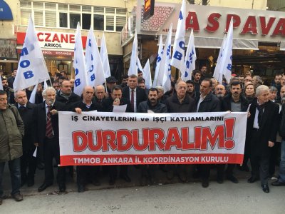 TMMOB ANKARA İKK 3 MART İŞ CİNAYETLERİNE KARŞI MÜCADELE GÜNÜNDE KİTLESEL BASIN AÇIKLAMASI YAPTI