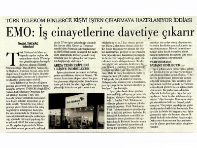TÜRK TELEKOM BİNLERCE KİŞİYİ İŞTEN ÇIKARMAYA HAZIRLANIYOR İDDİASI (EVRENSEL, 26.03.2018)