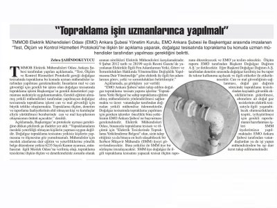 `TOPRAKLAMA İŞİN UZMANLARINCA YAPILMALI` (BAŞKENT GAZETESİ, 20.09.2018)