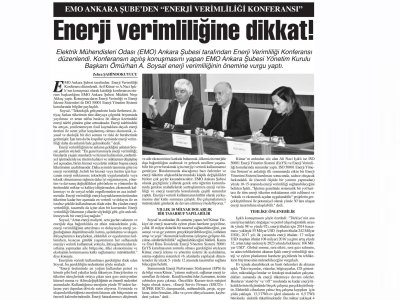 ENERJİ VERİMLİLİĞİNE DİKKAT! (BAŞKENT GAZETESİ, 25.10.208)