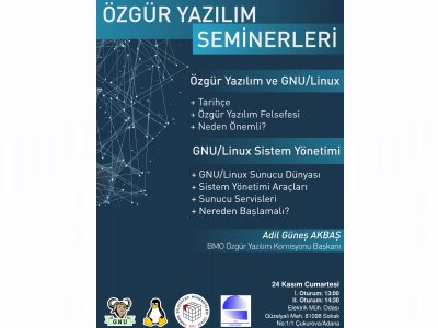 ŞUBEMİZDE ÖZGÜR YAZILIM SEMİNERİ DÜZENLENECEKTİR.