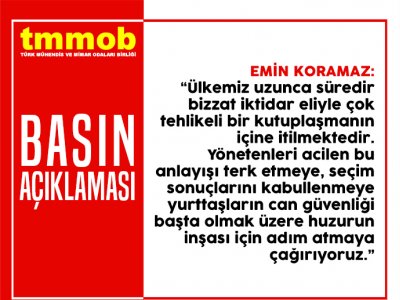 TMMOB: CUMHURİYET HALK PARTİSİ GENEL BAŞKANI KEMAL KILIÇDAROĞLUNA YÖNELİK SALDIRIYI KINIYORUZ!