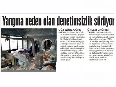 YANGINA NEDEN OLAN DENETİMSİZLİK SÜRÜYOR (GÜNLÜK EVRENSEL, 01.04.2019)