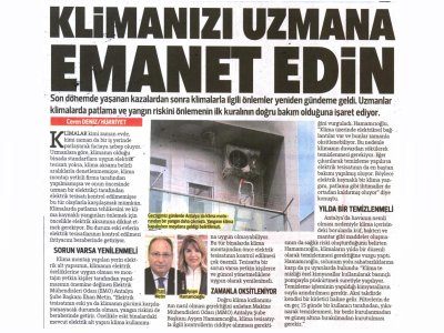 KLİMANIZI UZMANA EMANET EDİN (HÜRRİYET AKDENİZ - 14.06.2019)