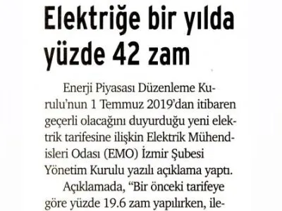 ELEKTRİĞE BİR YILDA YÜZDE 42 ZAM (YENİ YAŞAM)