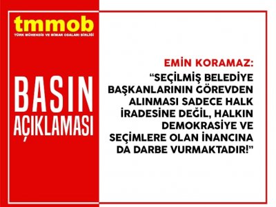 SEÇİLMİŞ BELEDİYE BAŞKANLARININ GÖREVDEN ALINMASI SADECE HALK İRADESİNE DEĞİL, HALKIN DEMOKRASİYE VE SEÇİMLERE OLAN İNANCINA DA DARBE VURMAKTADIR!