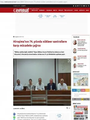 HİROŞİMA`NIN 74. YILINDA NÜKLEER SANTRALLERE KARŞI MÜCADELE ÇAĞRISI (EVRENSEL.NET)