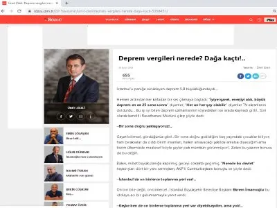 DEPREM VERGİLERİ NEREDE? DAĞA KAÇTI!.. (ÜMİT ZİLELİ-SÖZCÜ/KORKUSUZ)