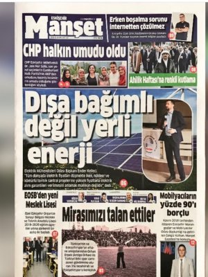 ŞUBE YÖNETİM KURULU BAŞKANIMIZ ENDER KELLECİ ESKİŞEHİR MANŞET GAZETESİNE RÖPORTAJ VERDİ.