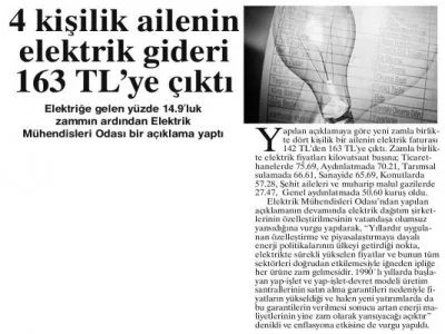 4 KİŞİLİK AİLENİN ELEKTRİK GİDERİ 163 TL`YE ÇIKTI (KUZEY EKSPRES)